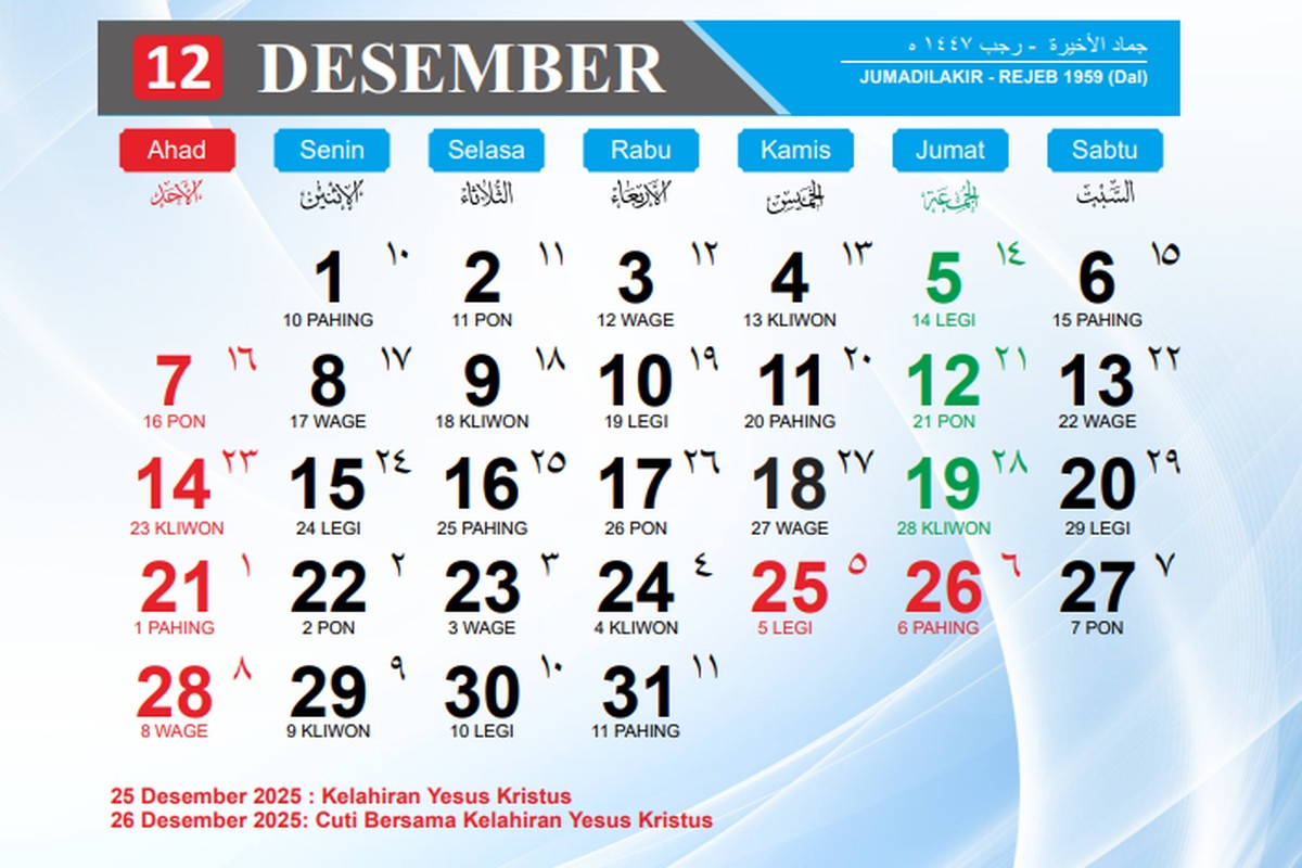 Libur Panjang Akhir Desember 2025 & Long Weekend Januari 2026, Cek  Kalendernya | NNC Netralnews