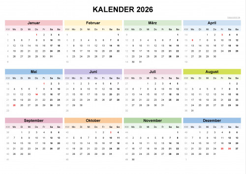 ava Calendrier mural bohème - Format A4 Gratis verzending Huis & Tuin
