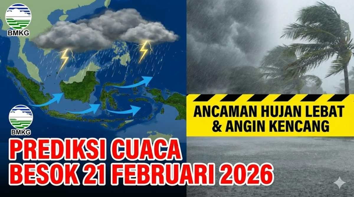 Prediksi Cuaca Besok Menurut BMKG 21 Februari 2026 Ancaman Hujan Lebat dan Angin Kencang | NNC Netralnews