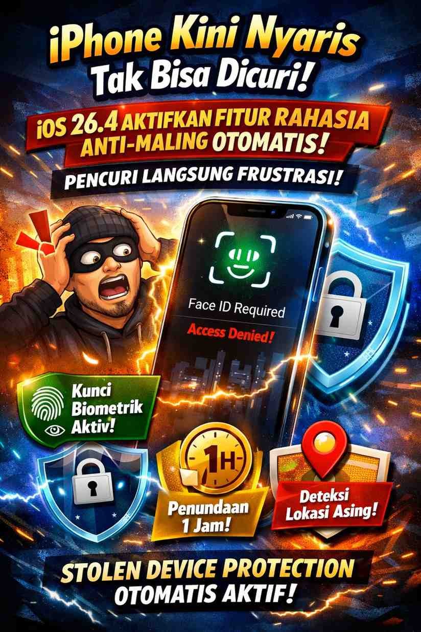 Stolen Device Protection Resmi Aktif Otomatis iPhone Makin Sulit Dibobol 2026