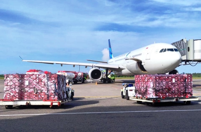 A Garuda Indonesia aircraft at an airport