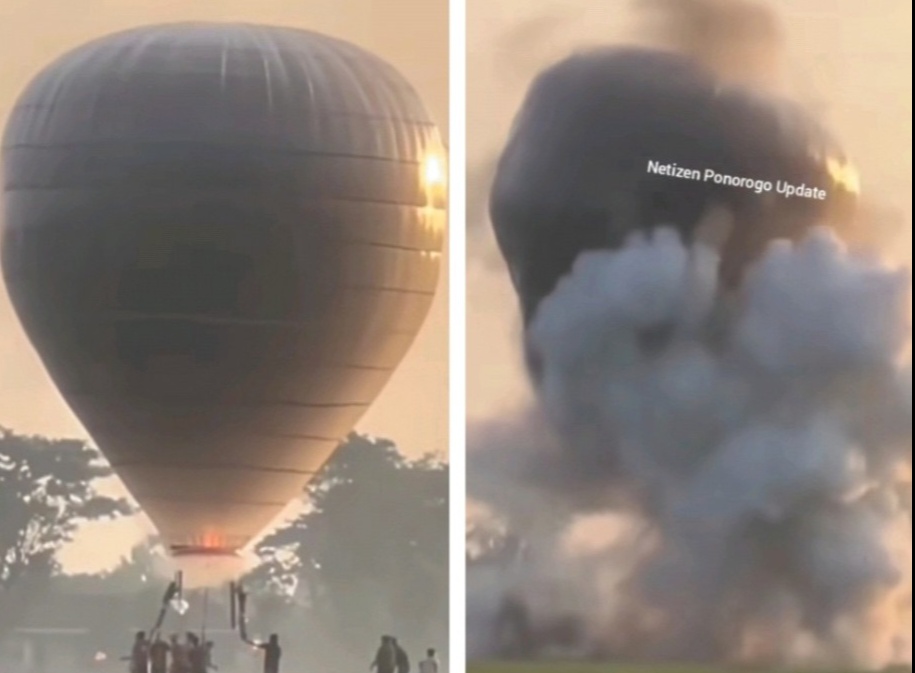 Firecrackerladen Hot Air Balloon Explodes in Ponorogo NNC Netralnews